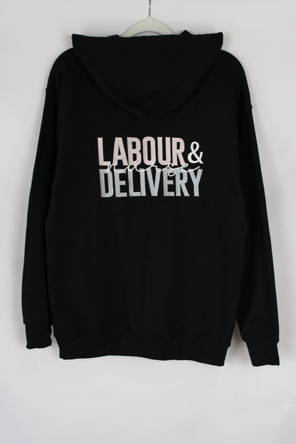 Labour & Delivery Nurse Full Black Zip-Up (Medium)