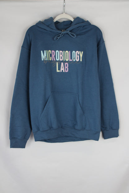 Microbiology Lab, Bugs Rule Indigo Hoodie (Medium)