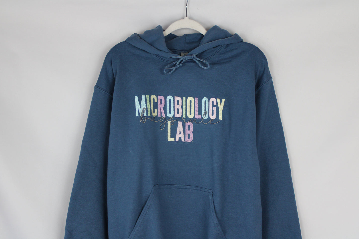 Microbiology Lab, Bugs Rule Indigo Hoodie (Medium)