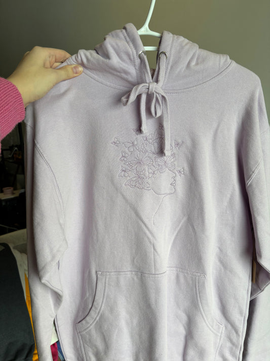 Purple Floral Women Hoodie (Small)