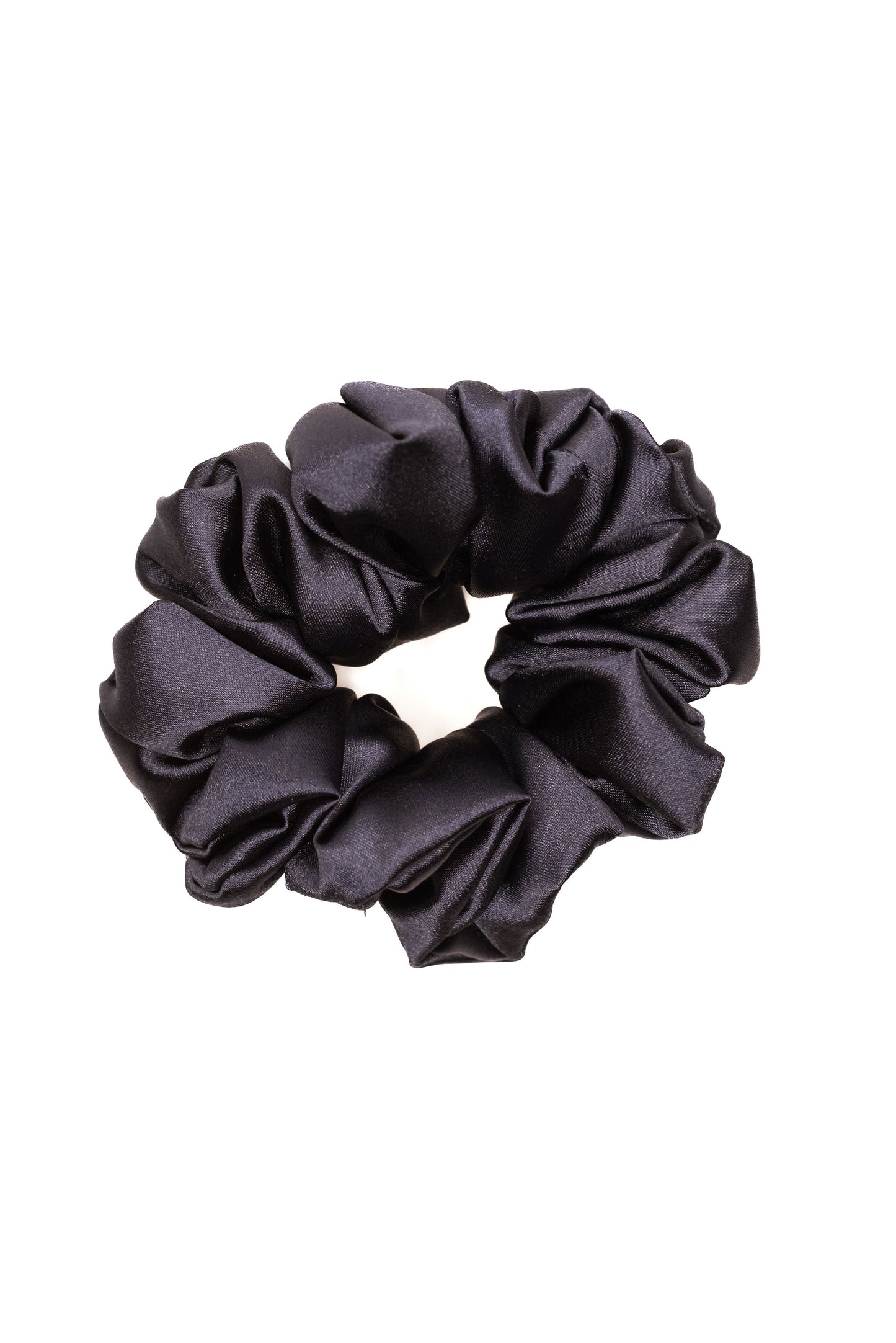 Navy Satin Scrunchie